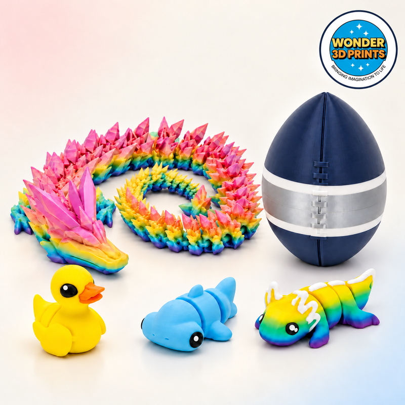 Wonder 3D Prints dragons, animal minis, and a football collectible
